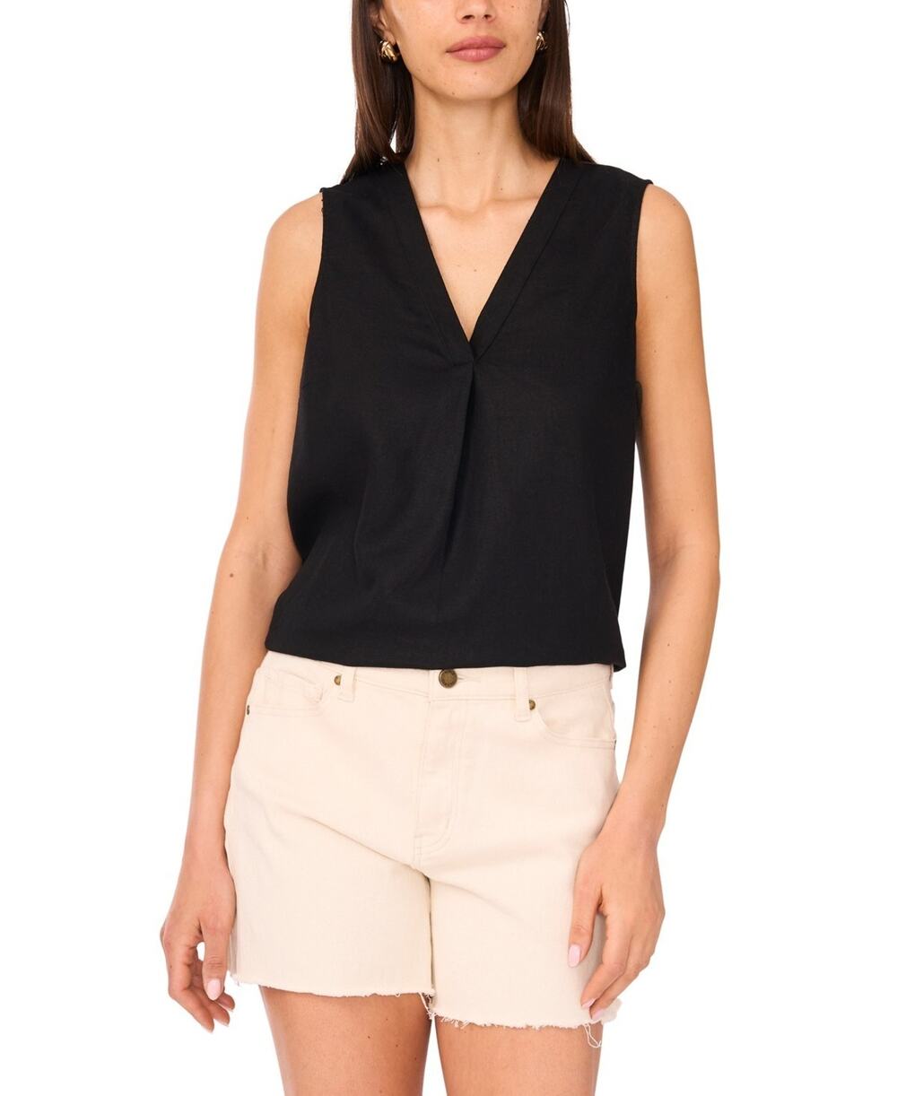 Vince Camuto Women's V-Neck Sleeveless Top Black Size L 3857